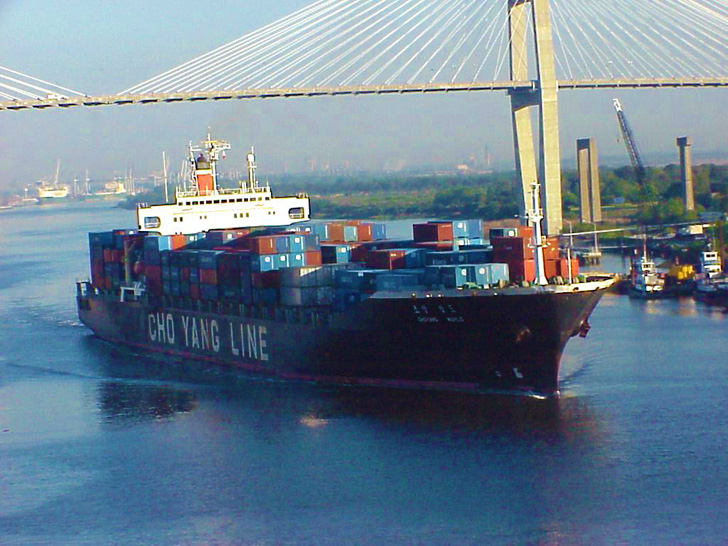 Container Ship Savannah River Savannah Georgia