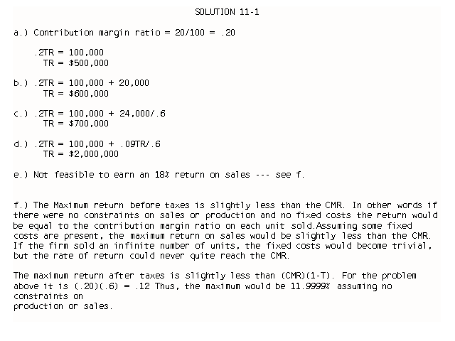 Problem 11-1 Solution